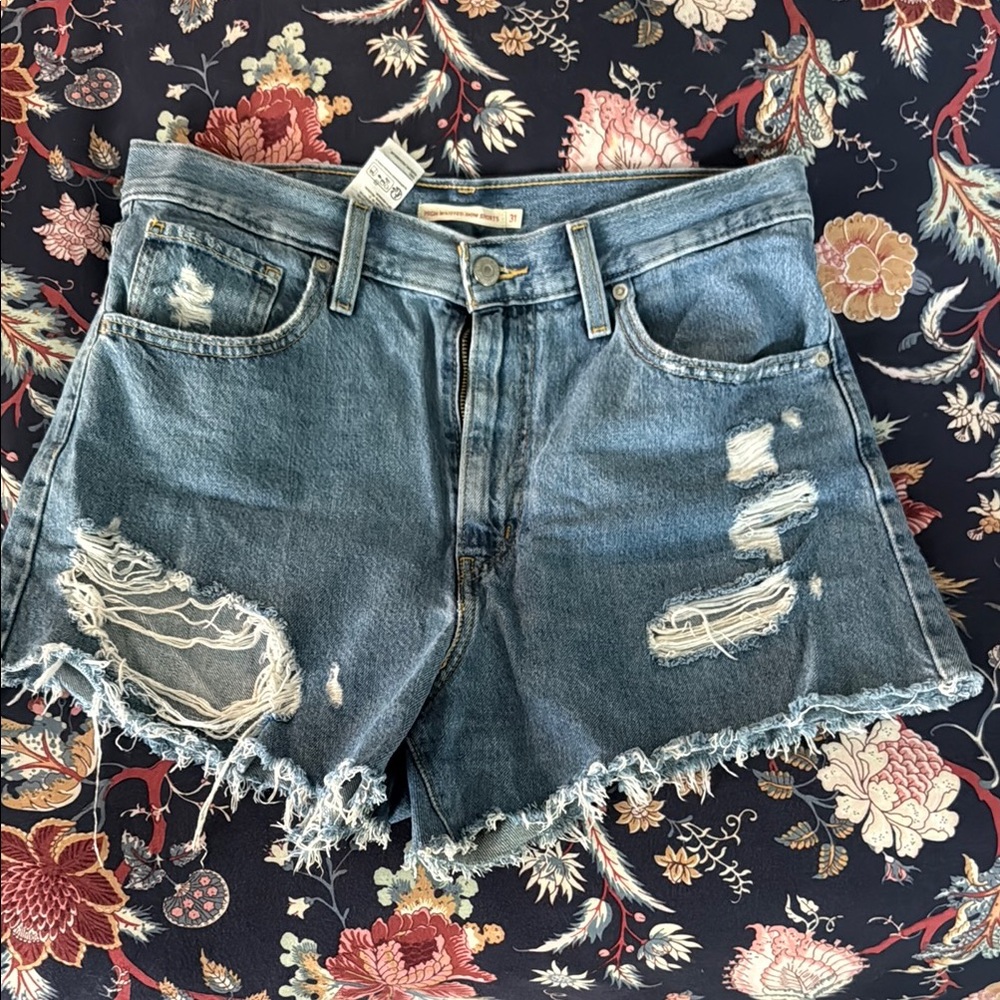 Levi's Blue Distressed Jean Shorts Vintage Style